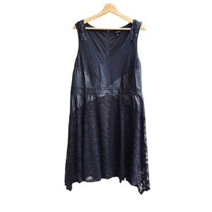 Torrid Lace and Faux Leather Dress with Asymmetrical Hem, Size Medium